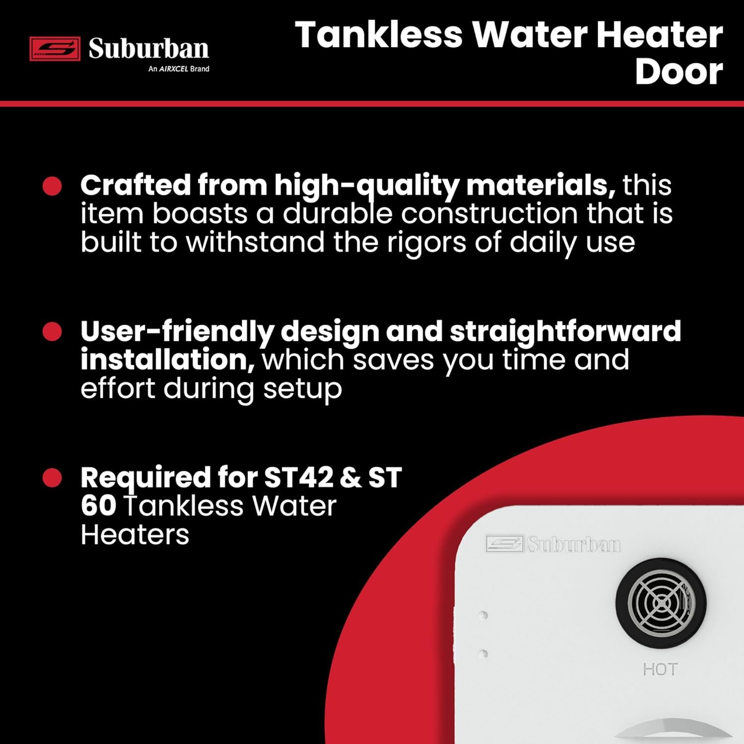 Suburban 6285APW Water Heater Access Door – Polar White Replacement Door for 10 Gallon RV Water Heaters - Image 3