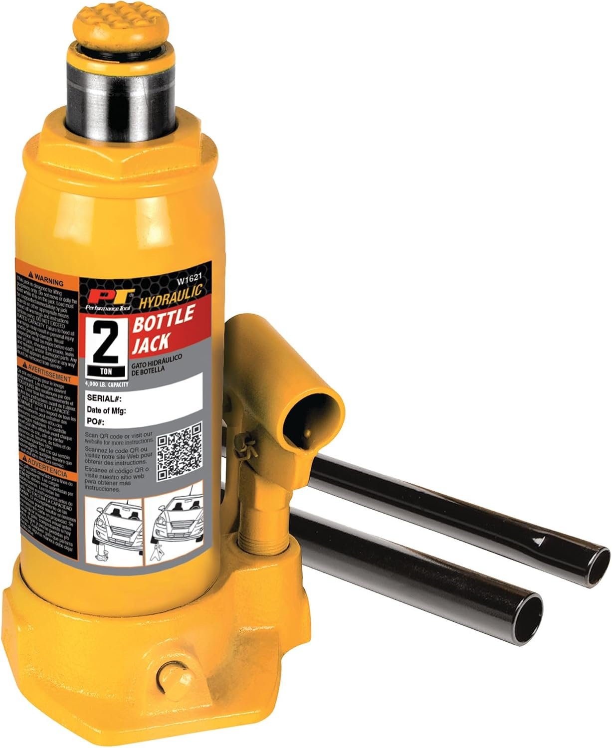 Performance Tool W1621 Hydraulic Bottle Jack – 2 Ton Capacity with Adjustable Extension Screw and Compact Steel Design - Image 2