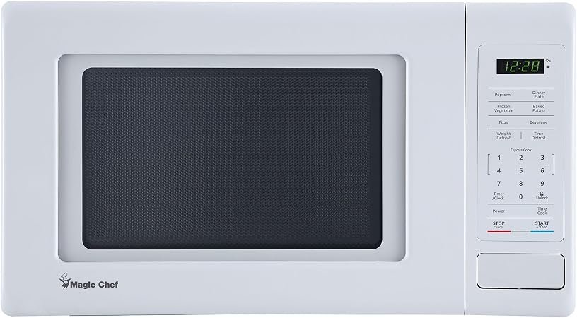 Magic Chef MC99MW Countertop Microwave – 0.9 Cu Ft Capacity – 900 Watts – White Digital Controls