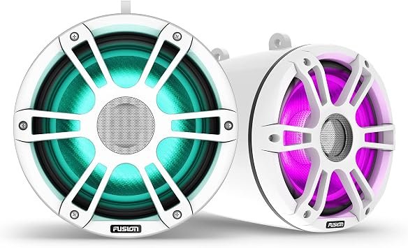 Fusion Signature Series 3i Marine Speaker – Sports Chrome Grille with CRGBW Lighting and Marine-Rated Construction