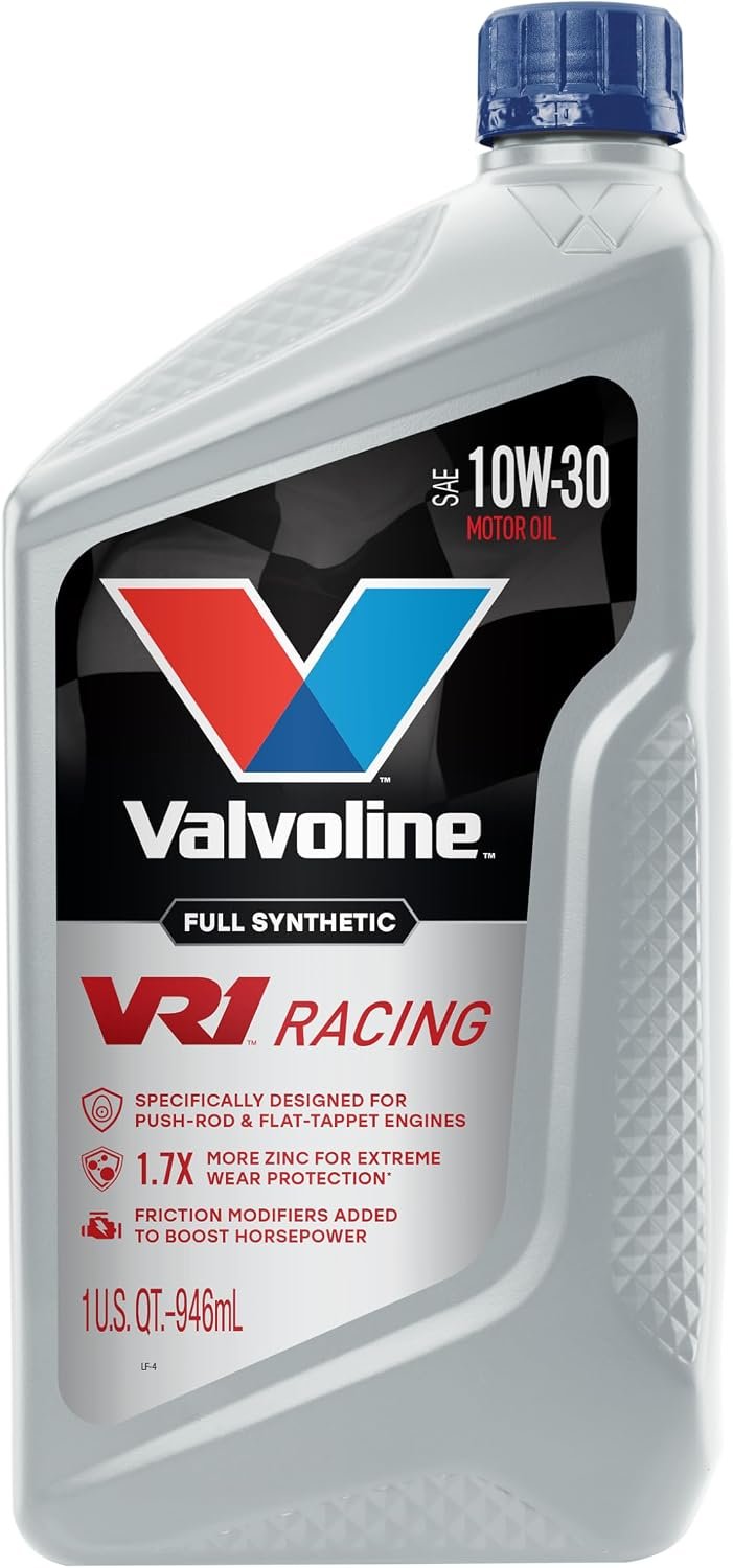 Valvoline 679083 VR1 Full Synthetic Racing Oil SAE 10W-30 – 6 Quart Case with High Zinc Formula for Performance Engines