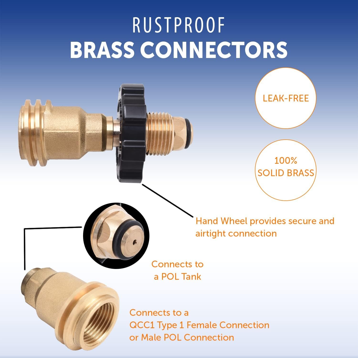 Flame King POL01JT002 POL to QCC Adapter – Propane Cylinder Connection Adapter for Modern QCC1 Regulators - Image 3