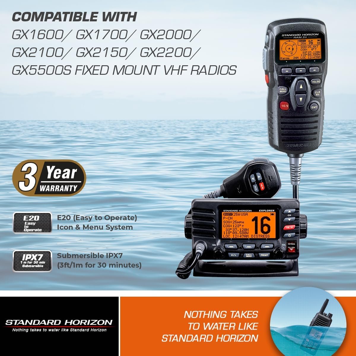 Standard Horizon CMP31B RAM3+ Remote Microphone – Black Waterproof Second Station Mic with Full Radio Control - Image 5