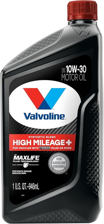 Valvoline 891668 High Mileage 150K Synthetic Blend Motor Oil SAE 10W-30 – 1 Quart Bottle with MaxLife Technology