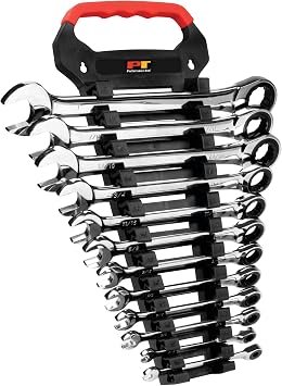 Performance Tool W30641 SAE Ratcheting Wrench Set – 12-Piece Chrome Vanadium Set, 1/4in to 1in Sizes, 100-Tooth Ratcheting Design