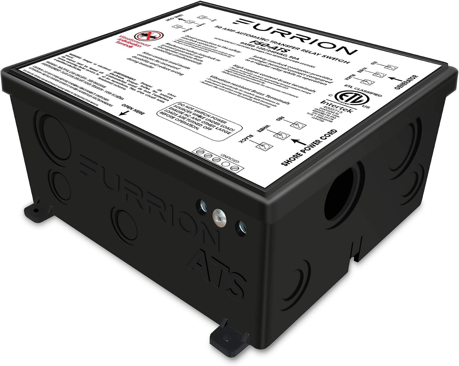 Furrion 50A Automatic Transfer Switch – 125/250V RV Power Management System for Generator and Shore Power Switching