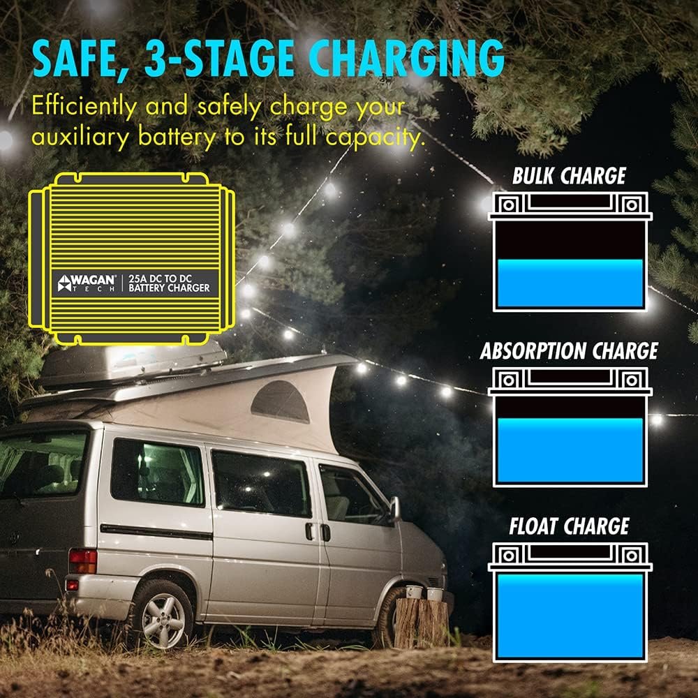 Wagan 7410 25A DC-to-DC Battery Charger – Smart Multi-Stage Charger for 12V Auxiliary and Dual Battery Systems - Image 5