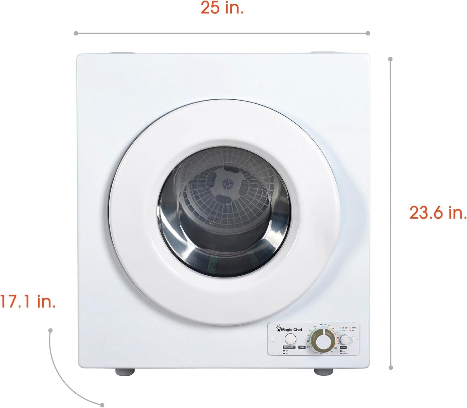 Magic Chef MCSDRY1S Compact Electric Dryer – 2.6 Cu Ft Capacity – 120V Operation – Portable Laundry Solution - Image 3