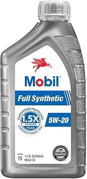 Mobil Full Synthetic 5W-20 Motor Oil 1 Qt – Advanced Wear Protection Formula – API SP Certified