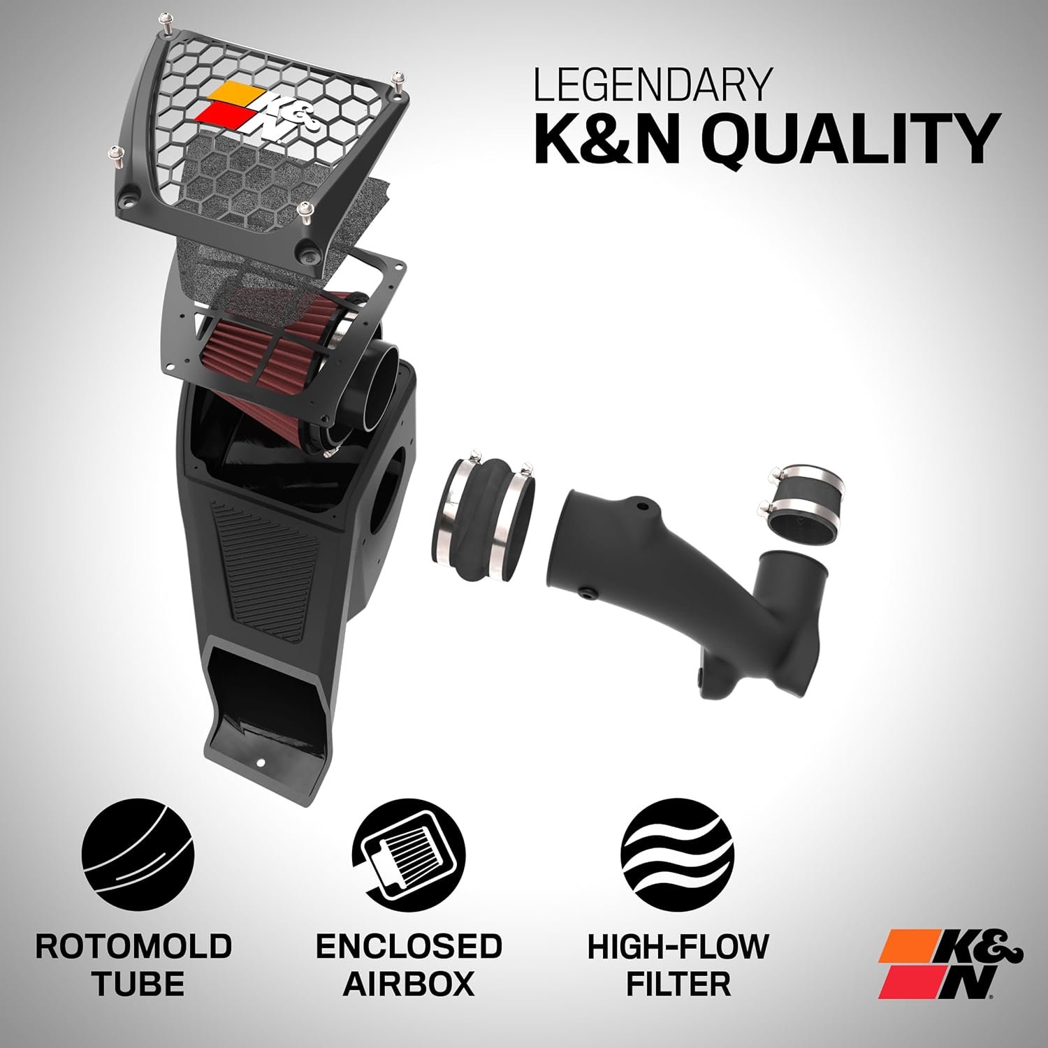 K&N 63-9042 Performance Air Intake System – High-Flow AirCharger Intake with Washable Cotton Filter - Image 2