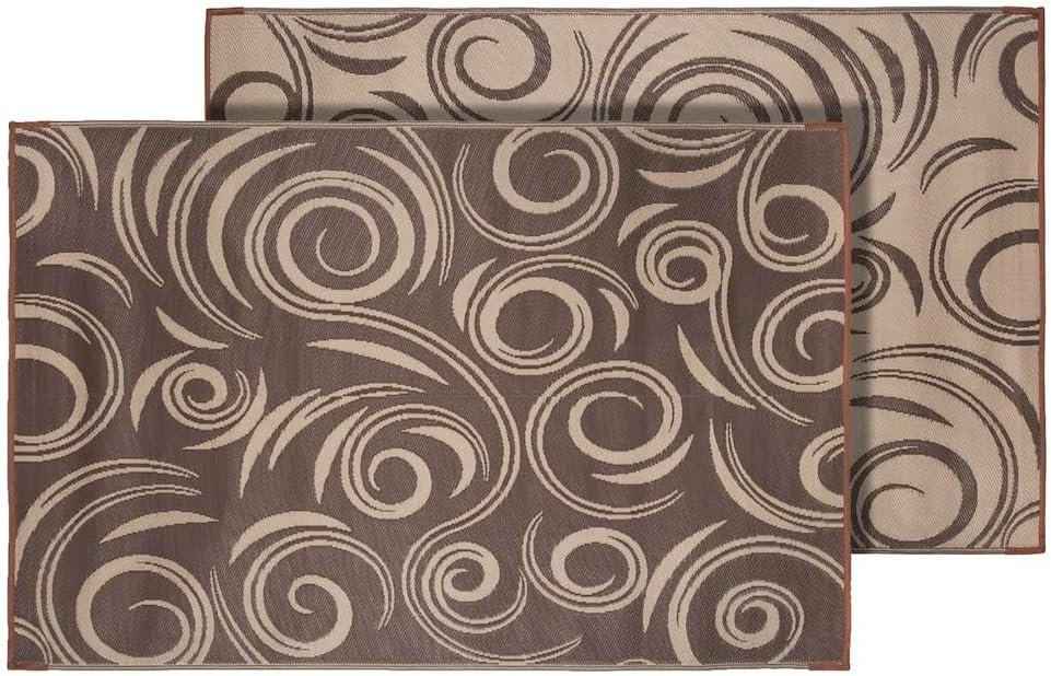 Faulkner 68859 Work & Play Swirl Patio Mat – 36in x 68in Brown and Beige Outdoor RV Ground Mat - Image 3