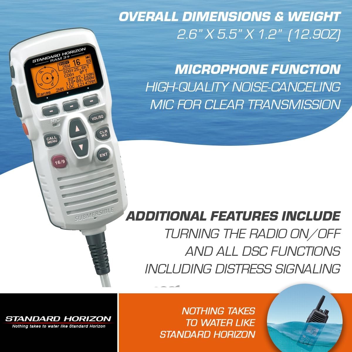 Standard Horizon CMP31W RAM3+ Remote Microphone – White Waterproof Second Station Mic with Full Radio Control - Image 4