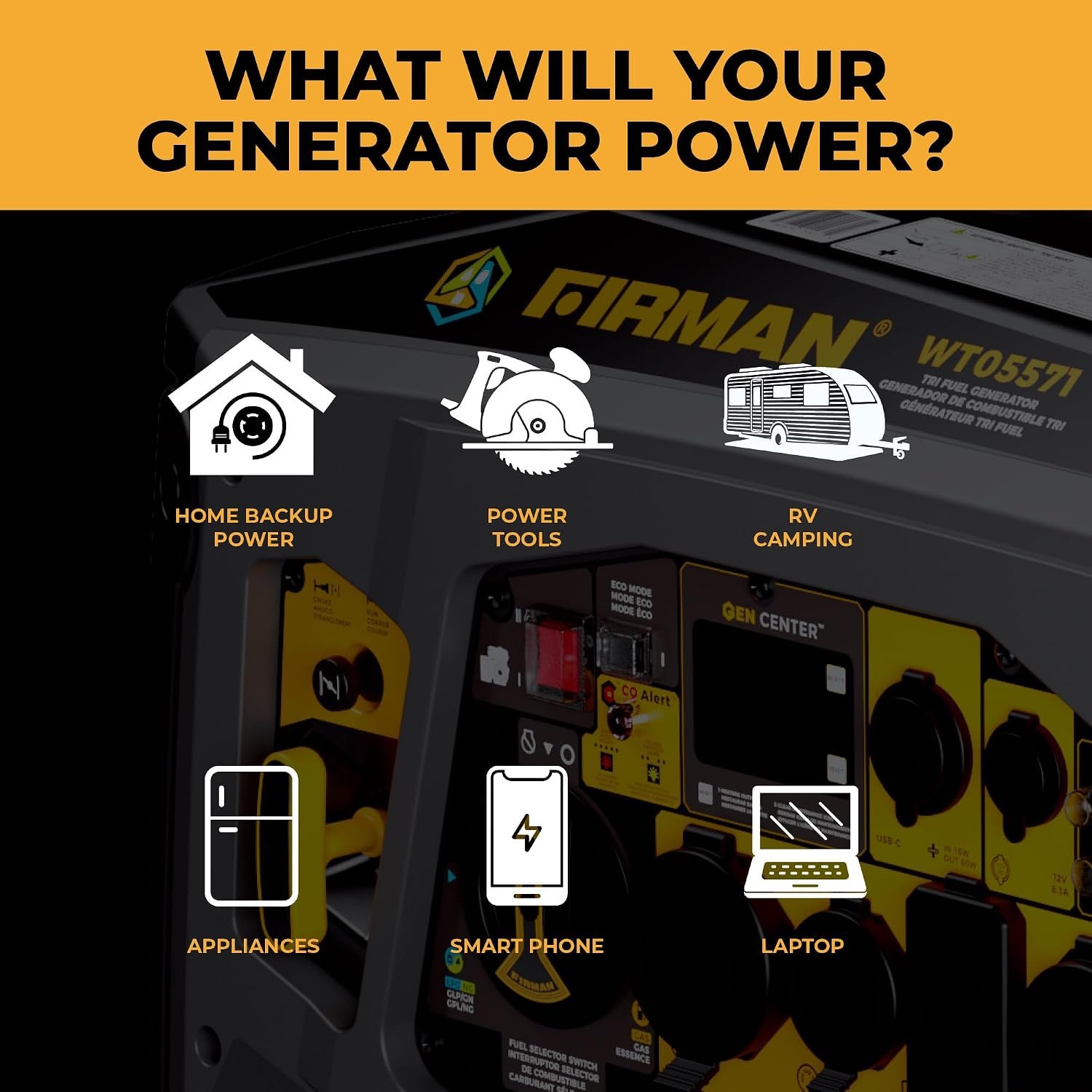 Firman WT05571 Tri Fuel Portable Inverter Generator – 5500 Starting Watts with Gasoline, Propane, and Natural Gas Operation - Image 7