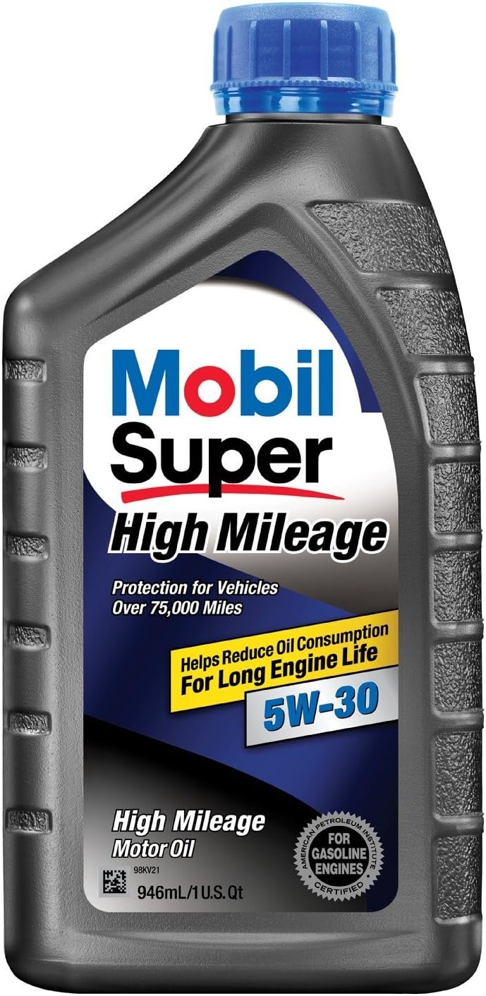 Mobil Super High Mileage 5W-30 Motor Oil 1 Qt – Synthetic Blend Engine Oil for 75,000+ Mile Vehicles – API SP