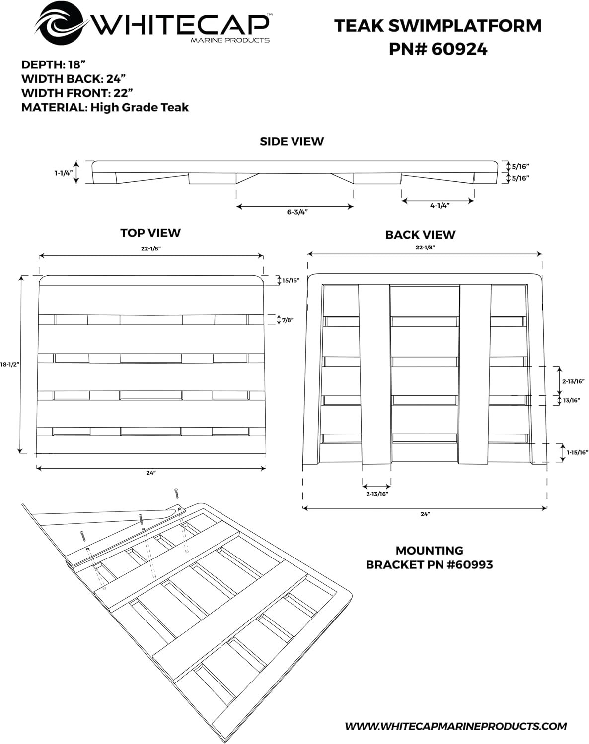 Whitecap 60924 Swim Platform – 24in Marine Boarding Platform for Boats and Water Access Applications - Image 5
