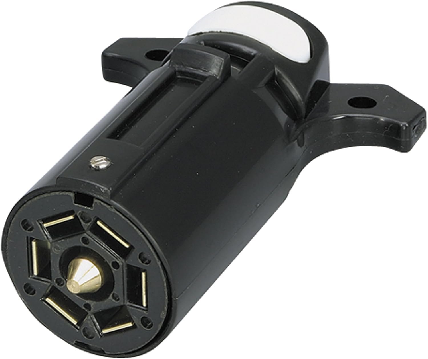 Bargman 5077003 7-Way Trailer Connector Plug – Thermoplastic Housing, Brass Contacts, Cable Clamp Design