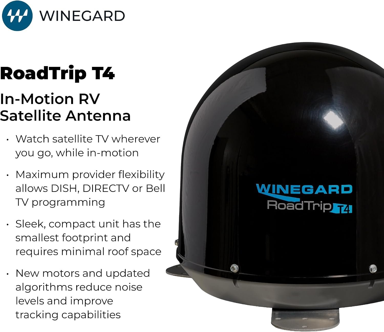 Winegard RT2035T RoadTrip T4 In-Motion Satellite Antenna – Roof Mount, Automatic Tracking, Black Compact RV System - Image 4