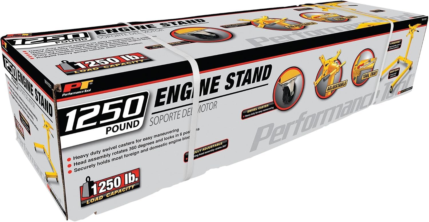 Perform Tool W41031 1250-Lb Engine Stand with Tray – 360° Rotating Head, 6 Locking Positions, 4-Wheel Steel Base - Image 7
