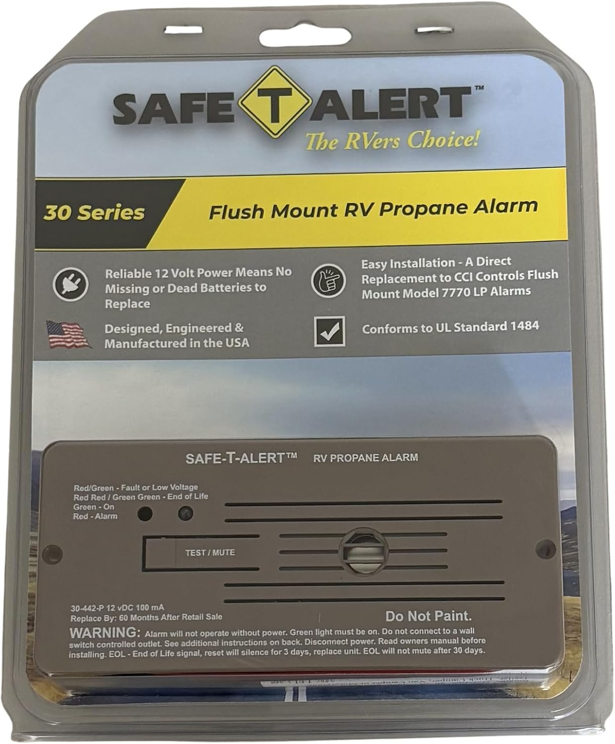 MTI Industries 30442PBR 12V Propane Detector – Flush Mount LP Gas Alarm with Brown Faceplate and Audible Alert - Image 2