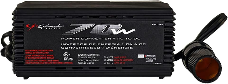 Schumacher PC6 DC to AC Power Converter – Portable Power Inverter for Mobile Electronics and Small Appliances
