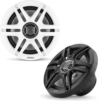 Clarion CMS-651RGB-S 6.5-Inch Marine Coaxial Speakers – 30W RMS, RGB LED Lighting, Silver Sport Grilles