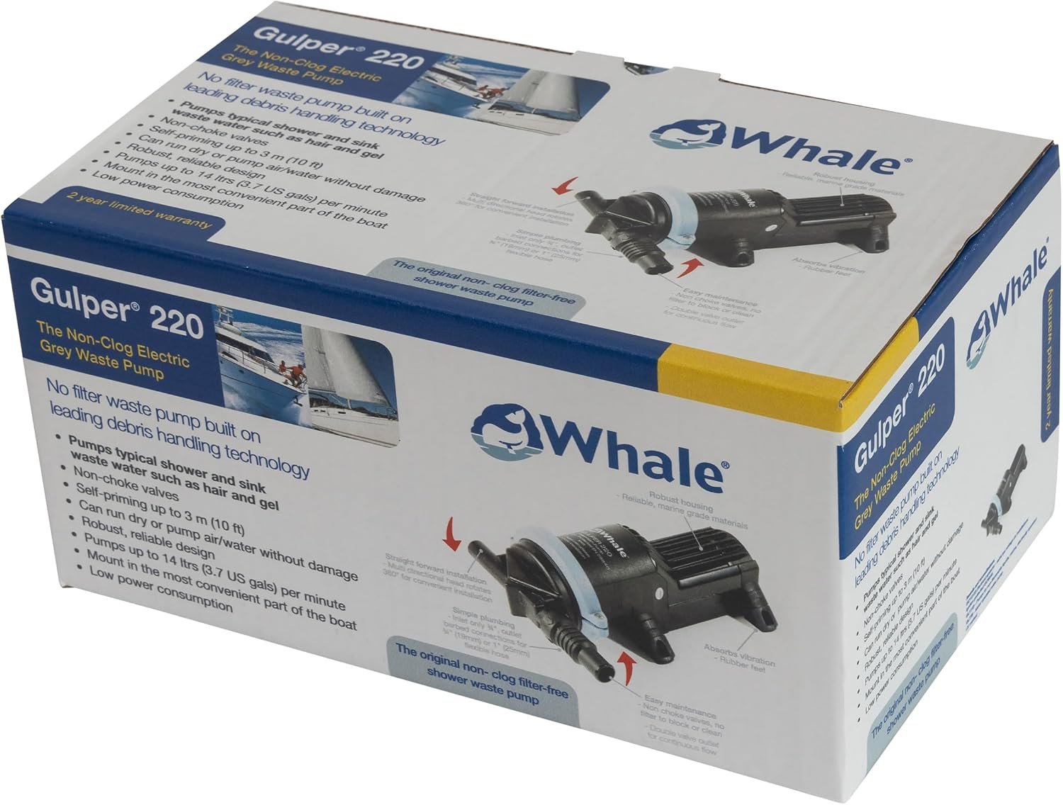 Whale BP1554 Gulper 220 Waste Pump – 24V Self-Priming Diaphragm Pump for Marine Grey Water Systems - Image 6