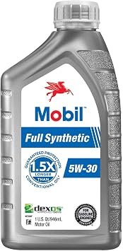 Mobil 125195 Full Synthetic 5W-30 Motor Oil – Advanced Engine Protection Formula in Six 1-Quart Bottles