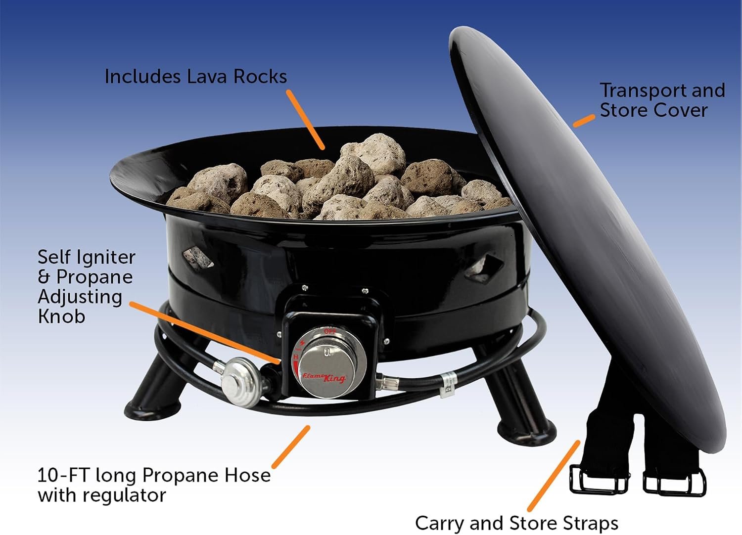 Flame King FKG6502D 24in Propane Fire Bowl – Portable Outdoor Fire Pit with Auto Ignitor and Decorative Design - Image 4