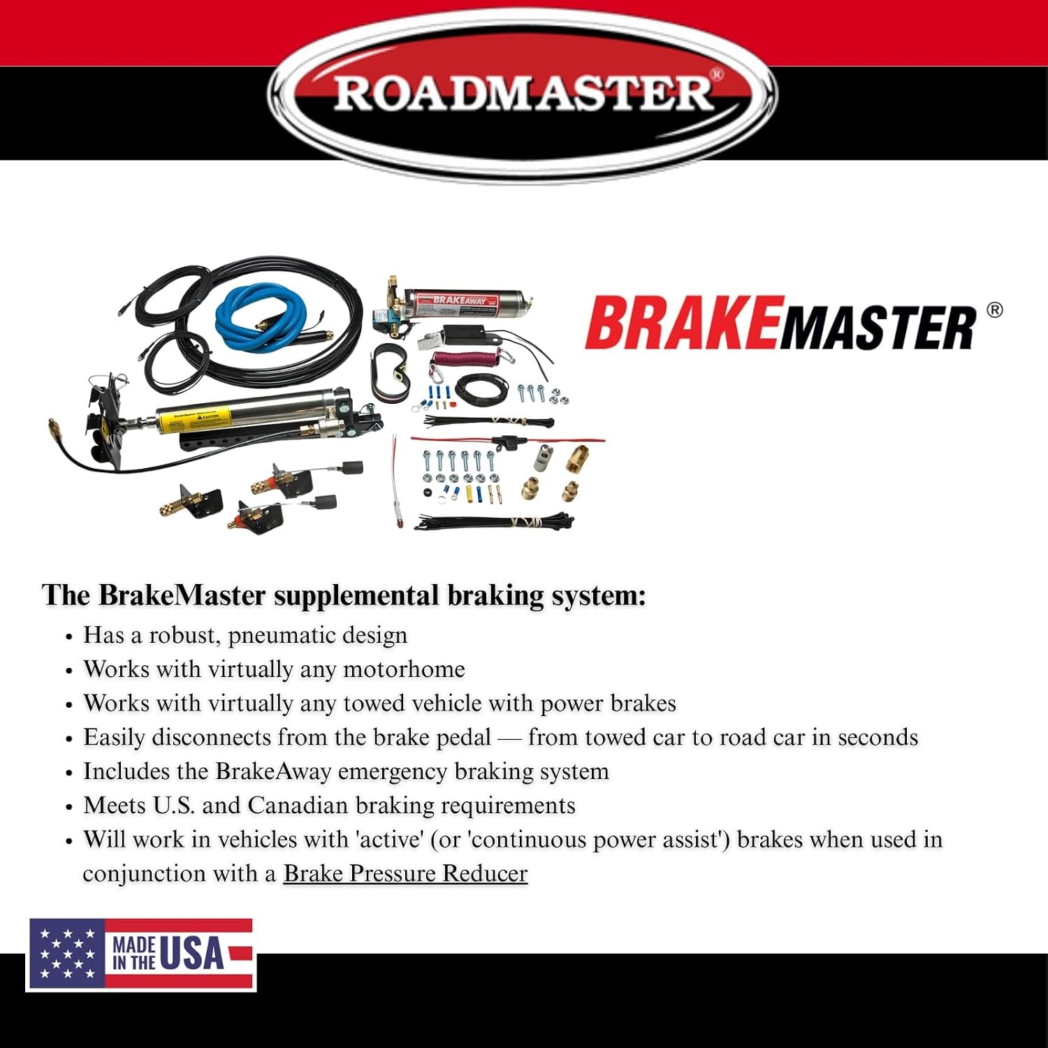 Roadmaster BrakeMaster 9160 Supplemental Braking System – Air or Air-Over-Hydraulic Coach Compatibility with BreakAway Protection - Image 6