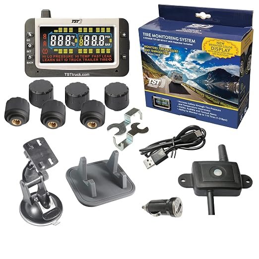 Truck System Technologies TST507RV6C 507 Series TPMS System – 6 Cap Sensors, 3.5in Color Display, Signal Repeater Included