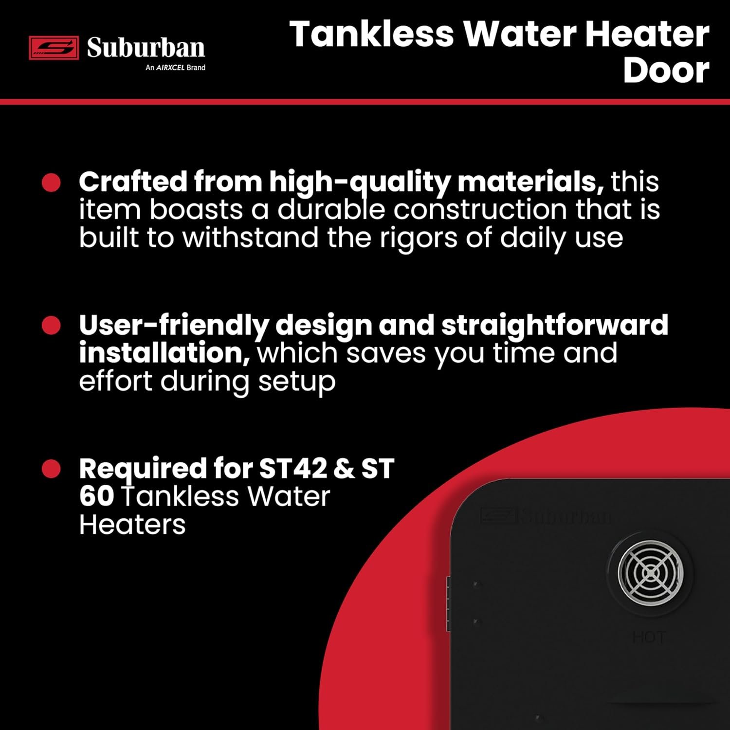 Suburban 6285AEB Water Heater Access Door – Black Replacement Door for 10 Gallon RV Water Heater Systems - Image 3