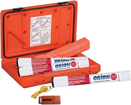 Orion 234 Locator Plus Marine Signal Kit – 3 Eco-Friendly Red Flares, Floating Storage Case, USCG-Approved Safety Set