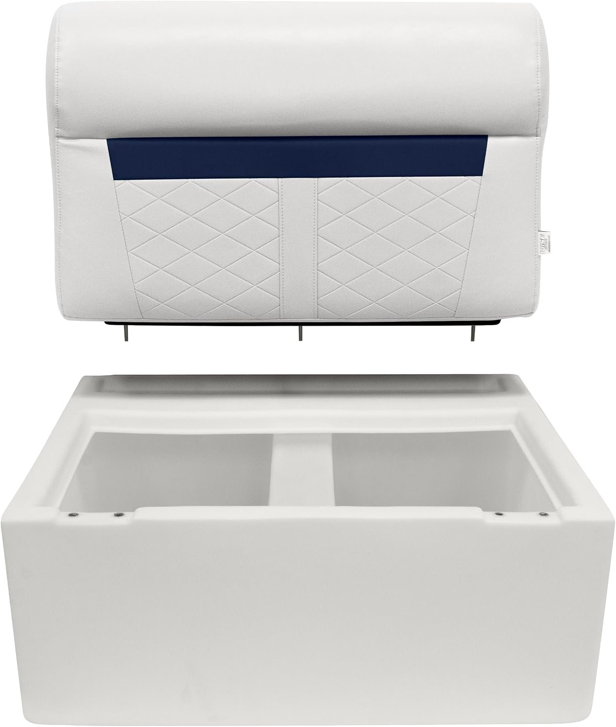 Wise DLX95-1904 DLX Pontoon Bench Seat Cushion Set – 28in Length – White & Mariner Blue Marine Vinyl - Image 5