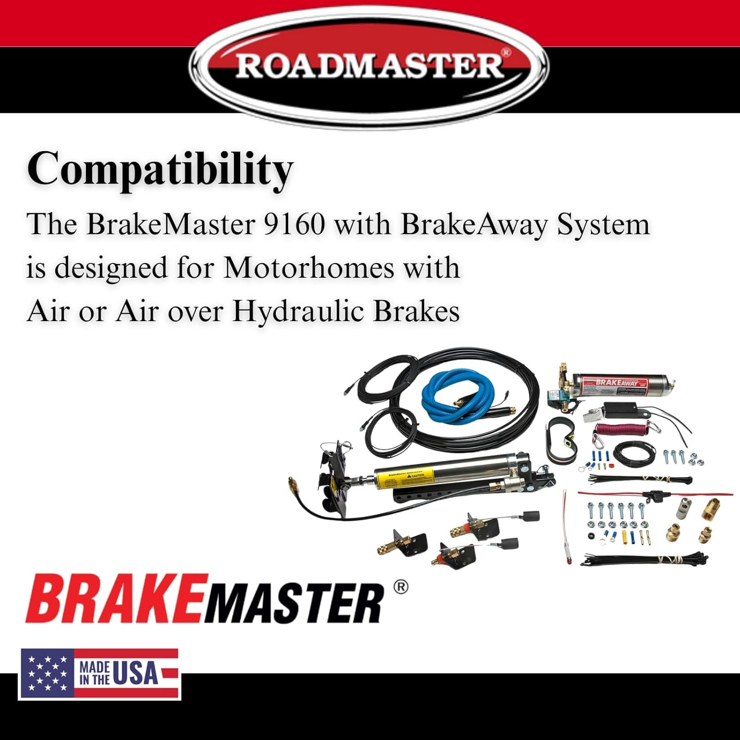 Roadmaster BrakeMaster 9160 Supplemental Braking System – Air or Air-Over-Hydraulic Coach Compatibility with BreakAway Protection - Image 4