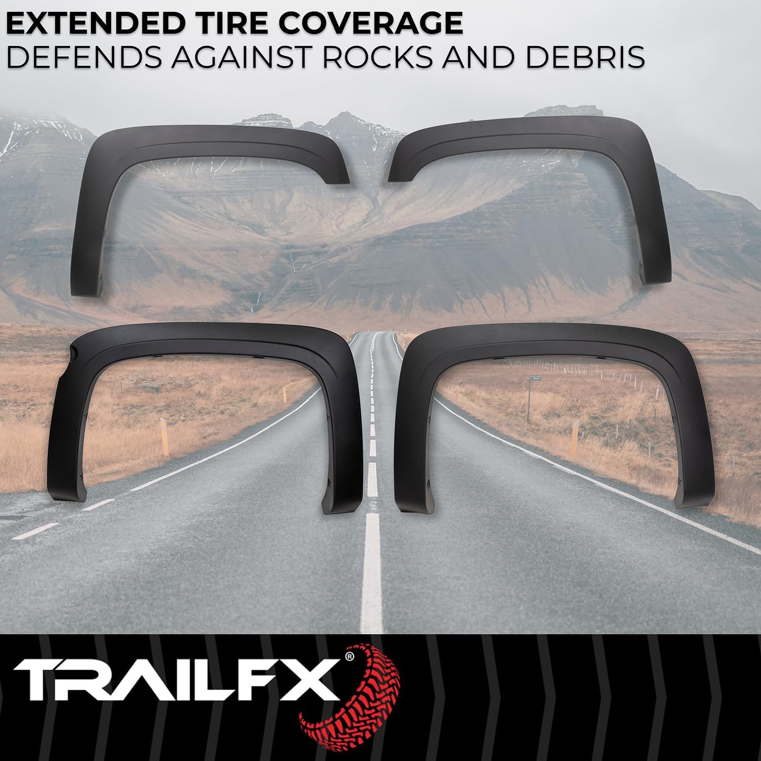 TrailFX TFC3003OE OE Style Fender Flares – Smooth Paintable Black Finish – Polypropylene Set of 4 with Extended Tire Coverage - Image 2