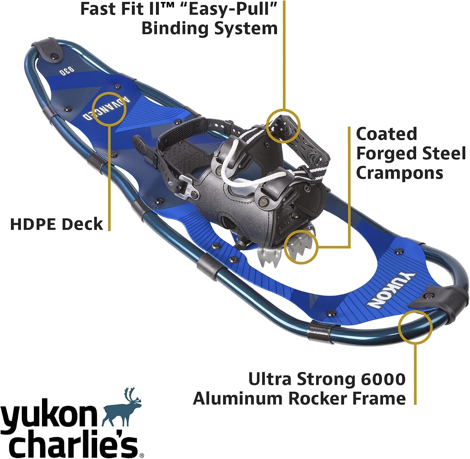 Yukon Charlie's 803011K Snowshoe Kit – 30 Inch Blue Snowshoes with Trekking Poles and Carry Bag - Image 3