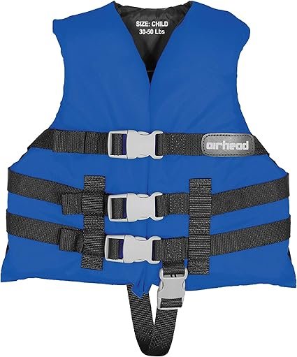 Airhead 3000202ABL General Purpose Life Vest – Adult Personal Flotation Device in Blue for Boating and Water Recreation