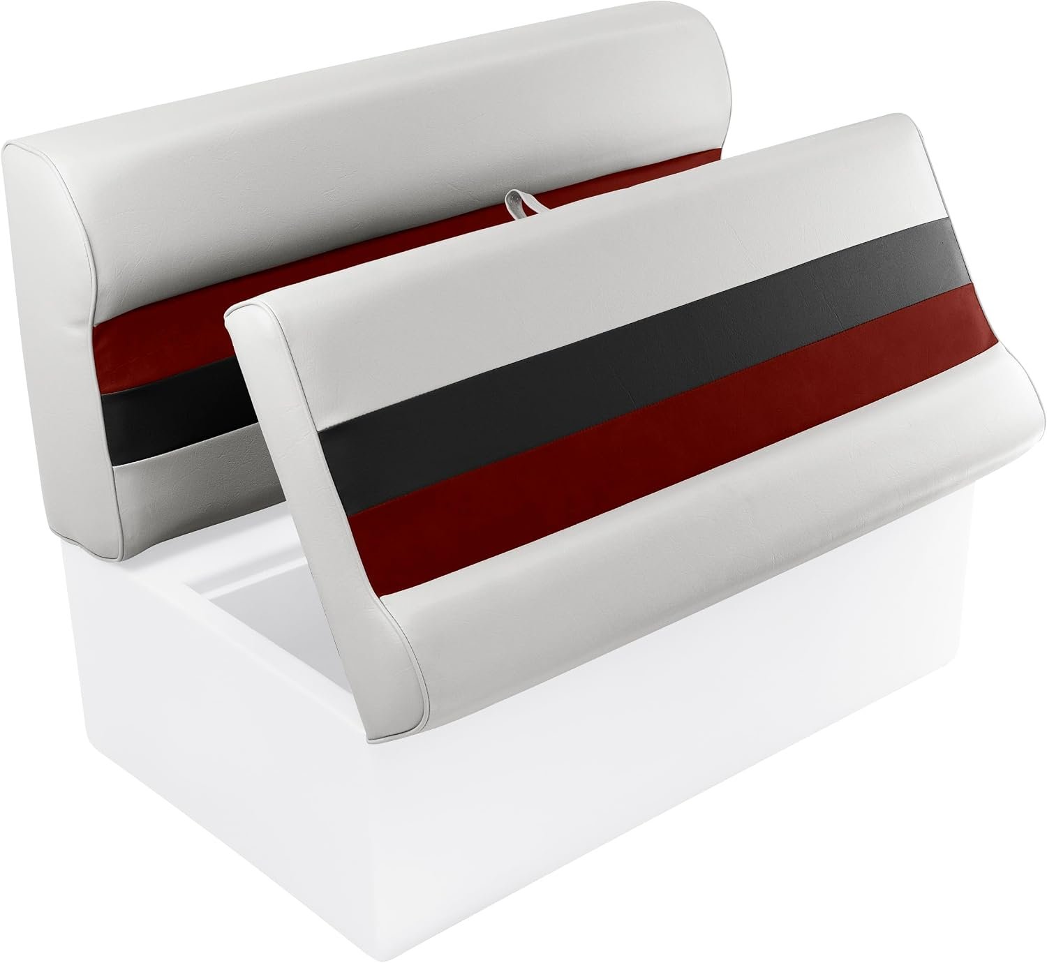 Wise 8WD100-1008 Deluxe Series 37in Pontoon Bench Seat Cushion – White Gray Marine Vinyl – Hinged Seat Assembly - Image 2