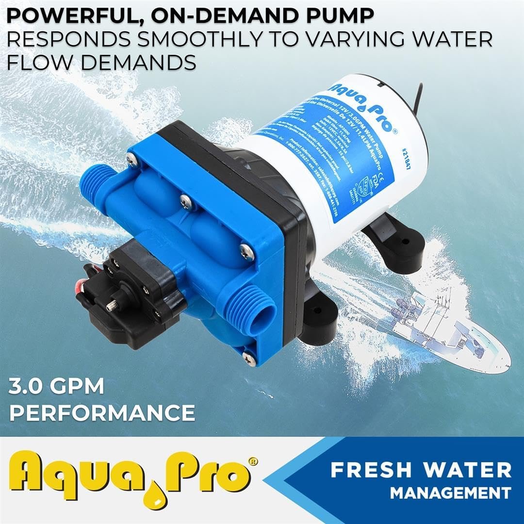 Aqua Pro 21847 12V Multi-Fixture Water Pump – 3.0 GPM Self-Priming Pump with Adjustable 45-65 PSI Switch - Image 4