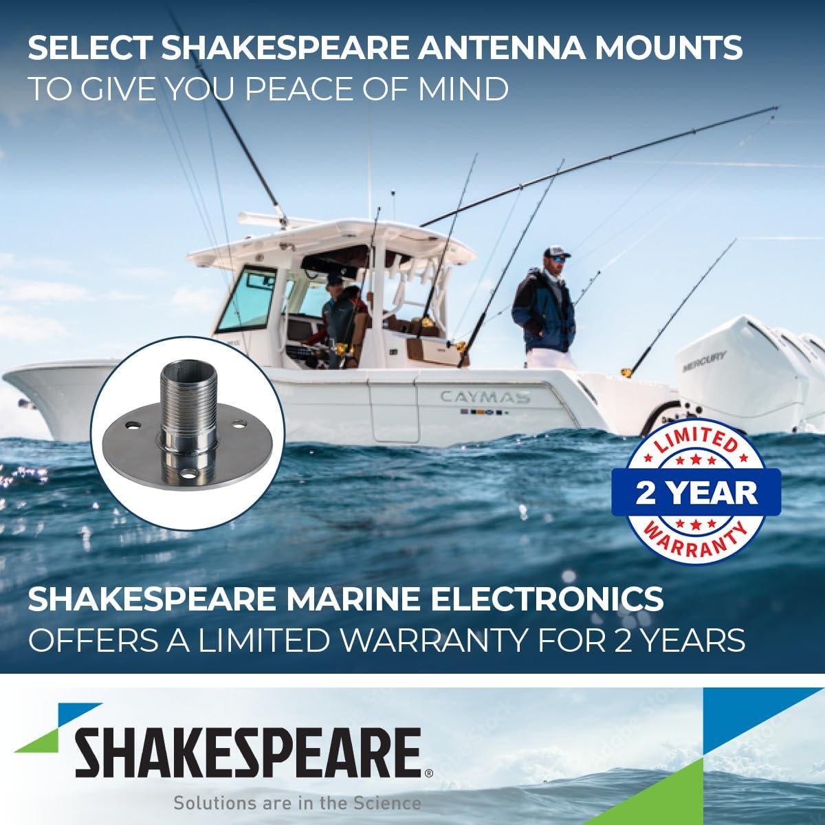 Shakespeare 4710 Stainless Steel Flange Mount – 1in High Low-Profile Antenna Mount with 1in-14 Thread - Image 4