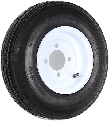 Americana 30040 4.80-8 Bias Trailer Tire and White Wheel – Load Range C with 4-Lug Steel Rim Assembly