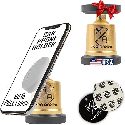 Mob Armor MOBNMXGLD MobNetic Maxx Magnetic Phone Mount – Gold Billet Aluminum Body with 90lb Pull Force & 360° Rotation
