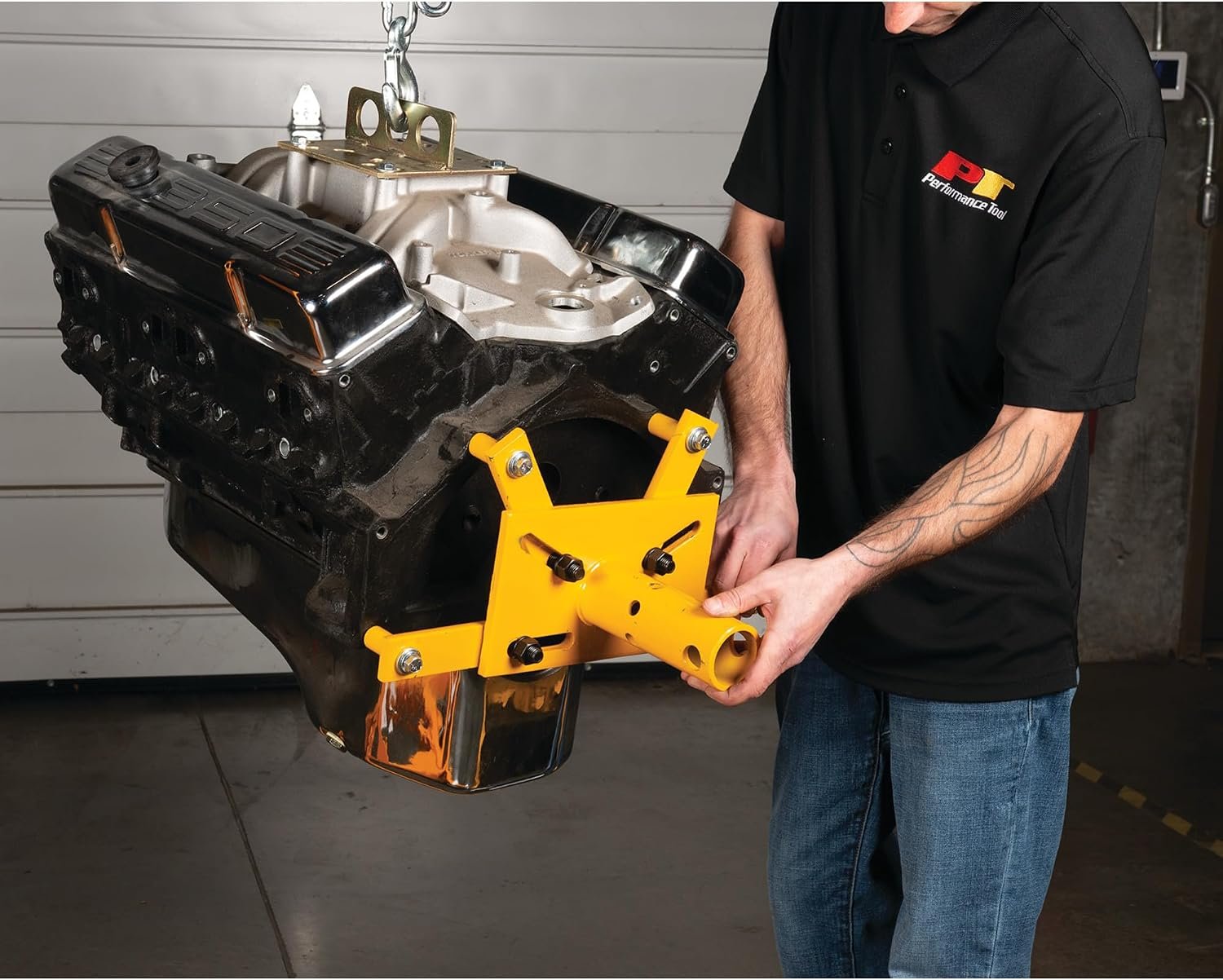 Perform Tool W41031 1250-Lb Engine Stand with Tray – 360° Rotating Head, 6 Locking Positions, 4-Wheel Steel Base - Image 6
