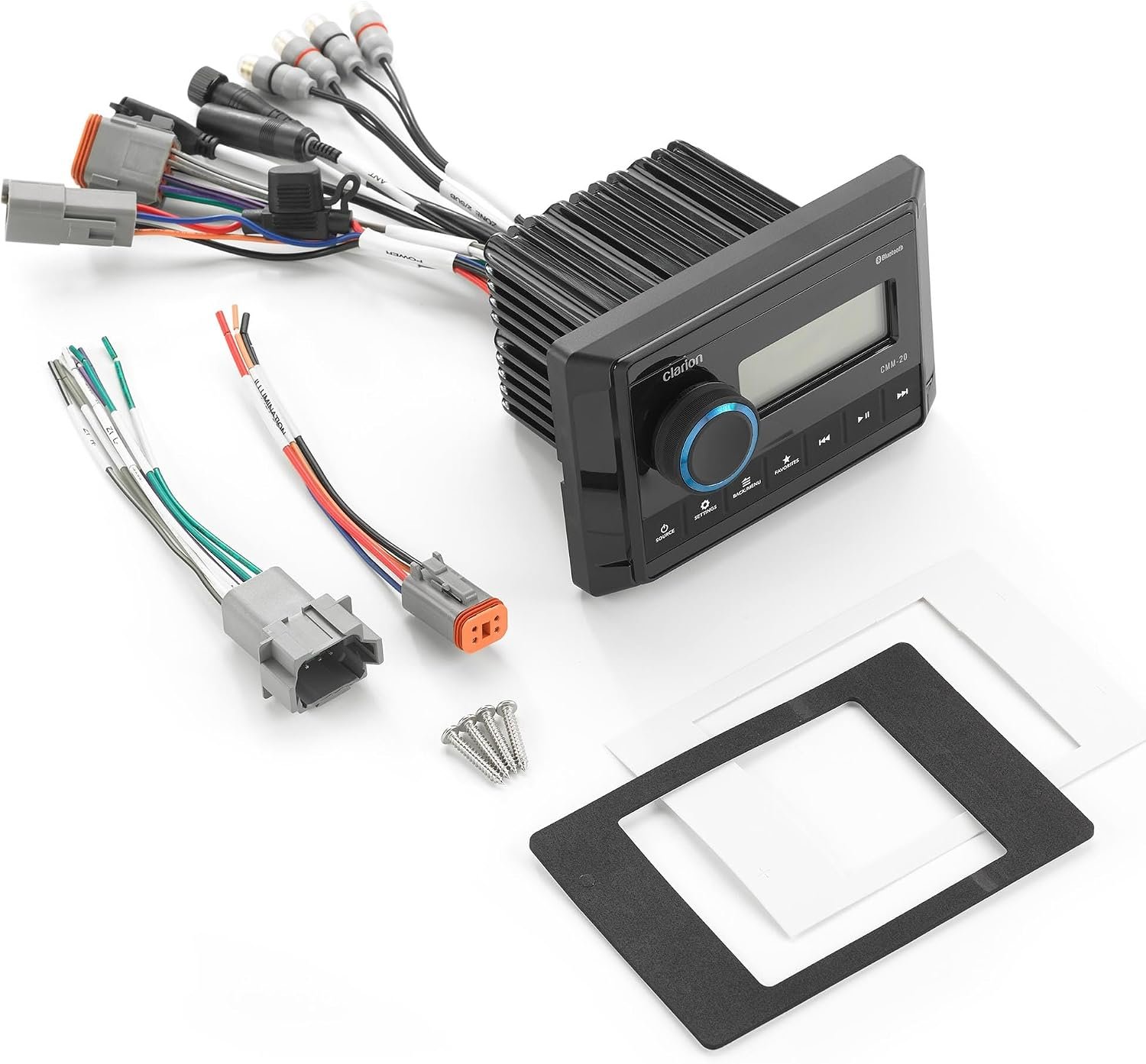Clarion 92803 CMM20 Marine Source Unit – Bluetooth Audio Receiver with 2.37in LCD Display and IP66 Weatherproof Rating - Image 4