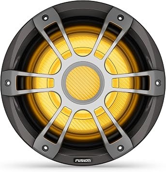 Fusion Signature Series 3i 12in Marine Subwoofer – 1400W Peak Power, Sports Gray Grille, CRGBW LED Lighting