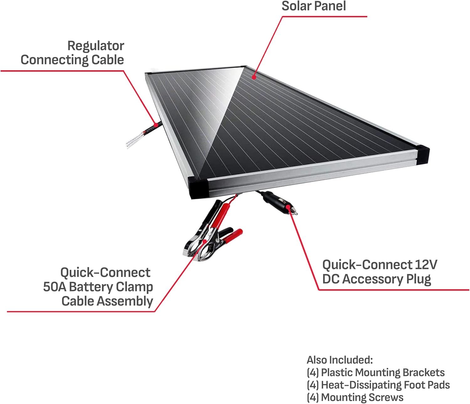 Schumacher SP1500 15-Watt Solar Battery Maintainer – Portable Solar Panel with Battery Clamps for 12V Systems - Image 6