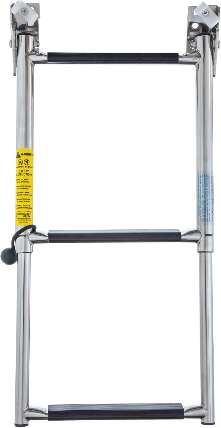 Garelick 19683 Telescoping Transom Ladder – 3-Step 304 Stainless Steel Boarding Ladder with Compact 13.5in Storage Length - Image 3