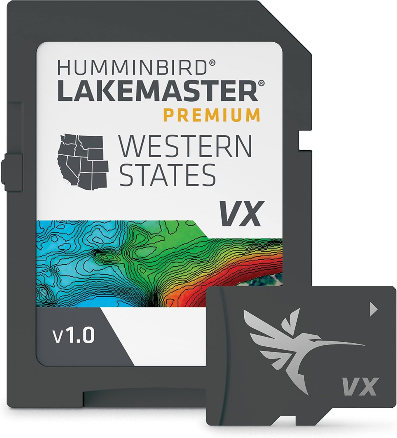 Humminbird 602009-1 LakeMaster VX Premium West States Mapping Card – SmartStrike, Aerial Imagery & VX Technology