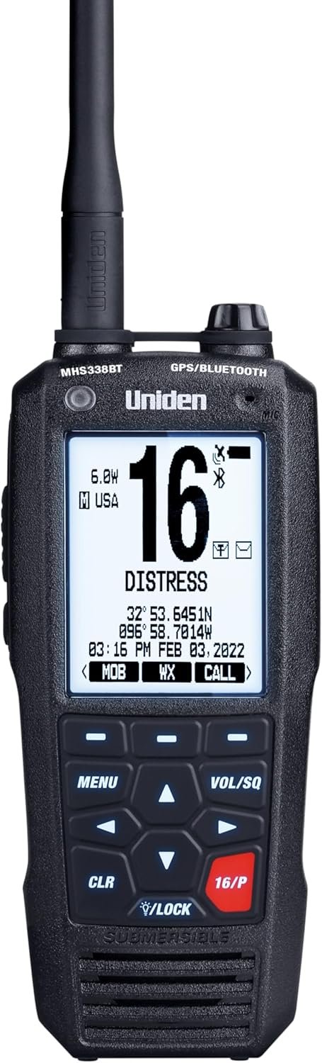 Uniden MHS338BT Floating Handheld Marine VHF Radio – Bluetooth, GPS, DSC and NOAA Weather Alerts