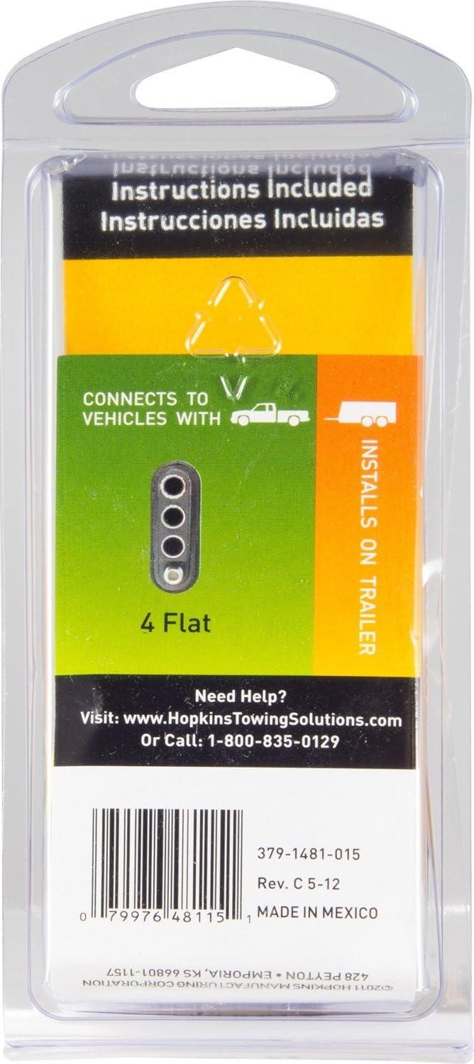Hopkins 48115 4-Wire Flat Trailer End Connector – 12in Trailer-Side Harness with Corrosion-Resistant Terminals and SAE Compliance - Image 4